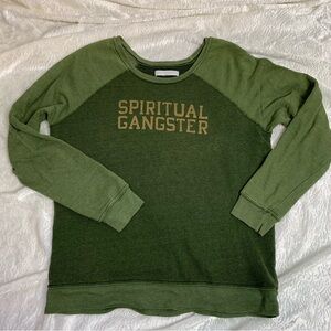 Spiritual Gangster Olive Green Crew Neck Sweater